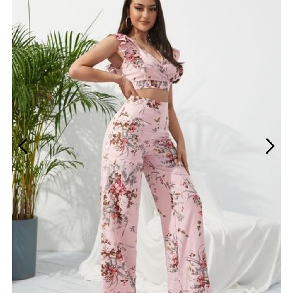 SHEIN Pink Floral Jumpsuit